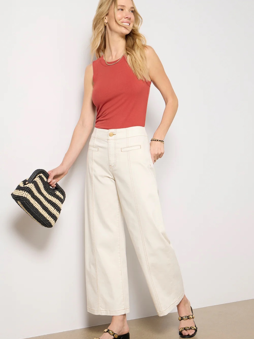 Kut from the Kloth MEG Wide Leg Jeans in Cream